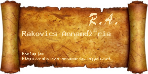 Rakovics Annamária névjegykártya